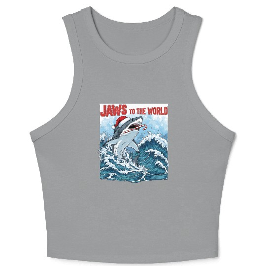 Jaws to the World – Christmastime Shark Attack Crop Tank Top
