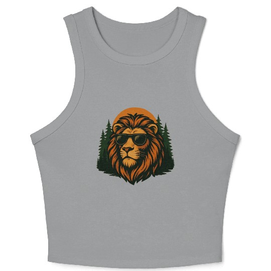 Summer lion forest chill design Crop Tank Top