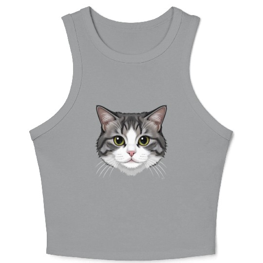 Realistic Cat Face – Feline Charm in Every Detail Crop Tank Top