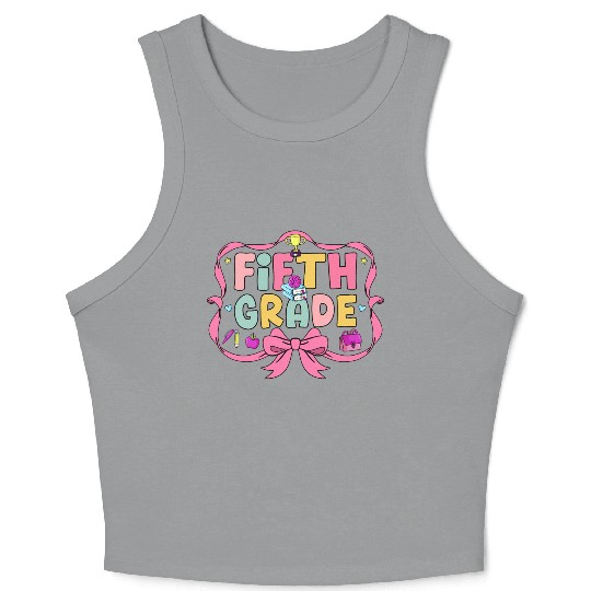 Preppy Back To School 5th Grade Coquette Bow Girls Crop Tank Top