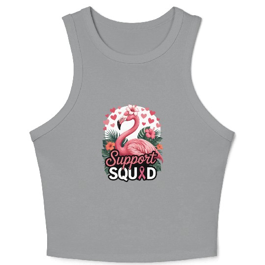 Pink Flamingo Support Squad Design Crop Tank Top
