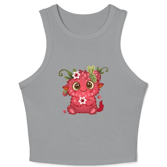 Cute Monster in Raspberry Design Crop Tank Top