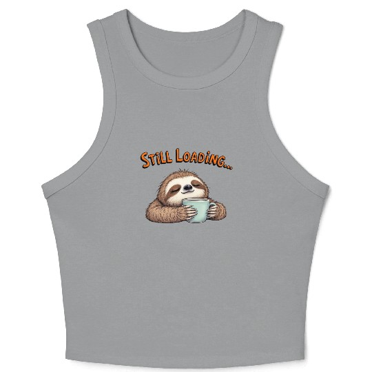 Relaxed Sloth Morning Coffee Design Crop Tank Top