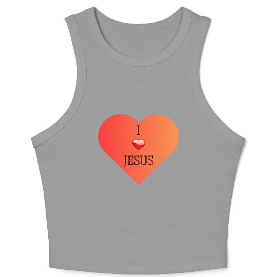 I Love Jesus Heart Design Crop Tank Top