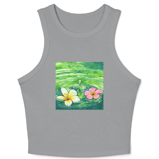 Serene Water Lilies Watercolor Design Crop Tank Top
