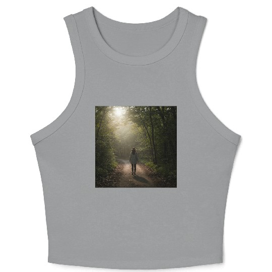 Enchanted Forest Path Illustration Crop Tank Top