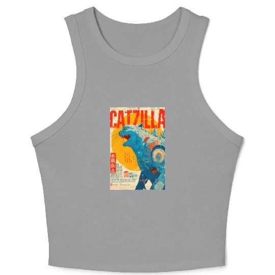 Catzilla Retro Movie Poster Crop Tank Top