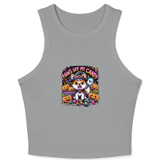 Halloween Welsh Corgi Witch Paws Off My Candy Crop Tank Top