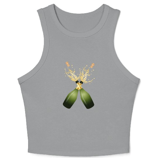 Two Champagne Bottles – for New Year's Eve & Party Crop Tank Top