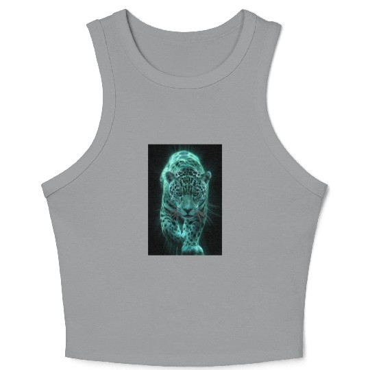 Neon Jaguar in Motion Crop Tank Top