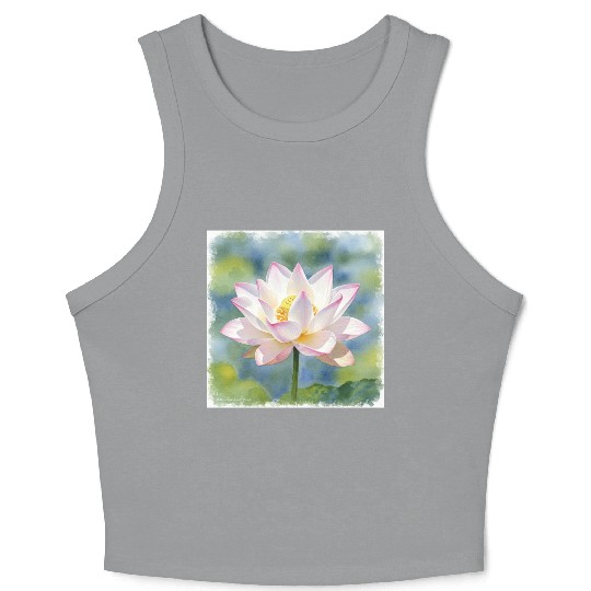 Serene Water Lily Floral Print Crop Tank Top