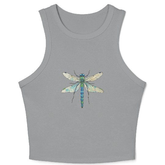 Dragonfly design insect art entomology I love bugs Crop Tank Top