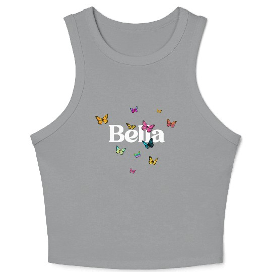 BELLA - beautiful girl name with cute butterflies Crop Tank Top