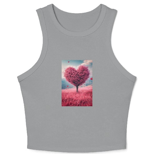 Romantic Heart Tree in Bloom Crop Tank Top