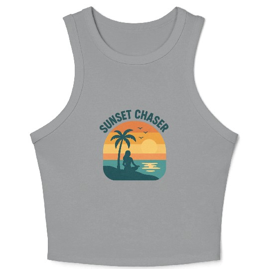 Sunset Chaser Beach Vibes Design Crop Tank Top