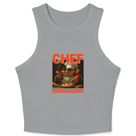 Chef Crabracadabra Crop Tank Top - Meme Magic Crab Chef