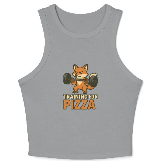 Funny Gym Crop Tank Top Training for Pizza Workout Fox