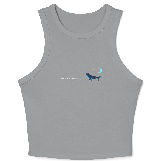 Whale  - Night Sky - live in the moment Crop Tank Top