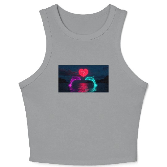 In a stunning digital artwork, two dolphins  Crop Tank Top