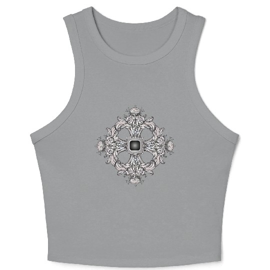 Arabesque Ornament with a Baroque Flair in Gray Crop Tank Top