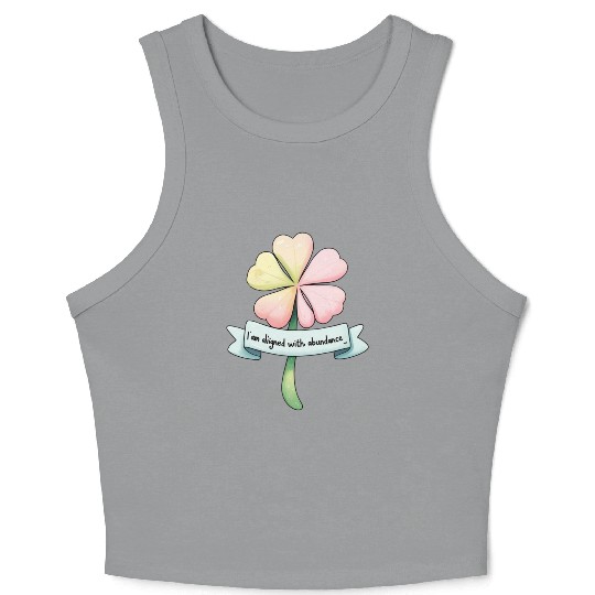 Four-Leaf Clover with Affirmation Banner Crop Tank Top