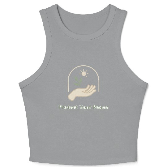 Peaceful Nature Hand with Sun and Leaf Crop Tank Top