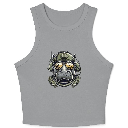 Hippo Military Design Crop Tank Top