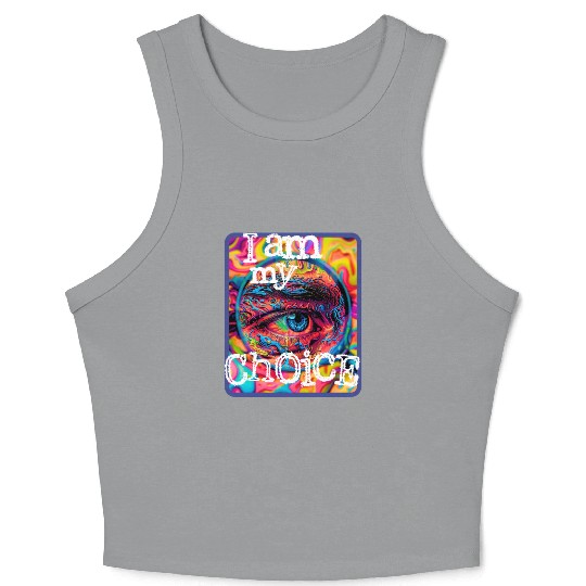Vivid Psychedelic Eye Art Crop Tank Top