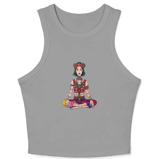 Bohemian Floral Spirit Artwork Crop Tank Top