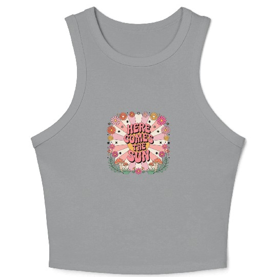 Here Comes The Sun Flowers Abstract Art Lover Crop Tank Top