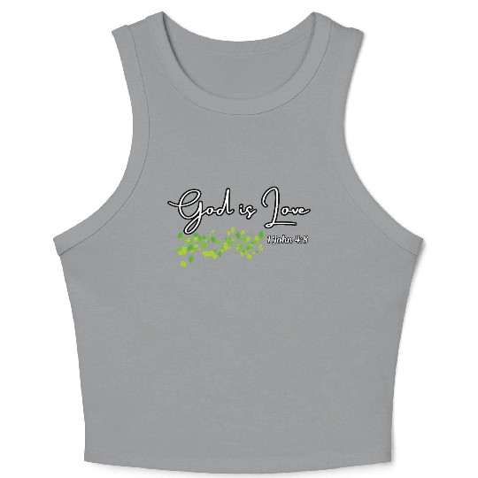God is Love Biblical Leaf Design Crop Tank Top