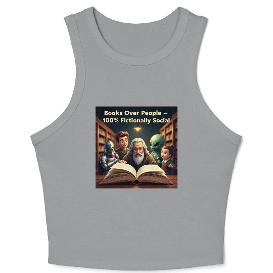 Fictional Alien and Wizard Book Lovers Crop Tank Top