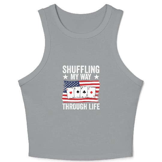 USA Flag Pinochle American Patriotic Card Games Crop Tank Top