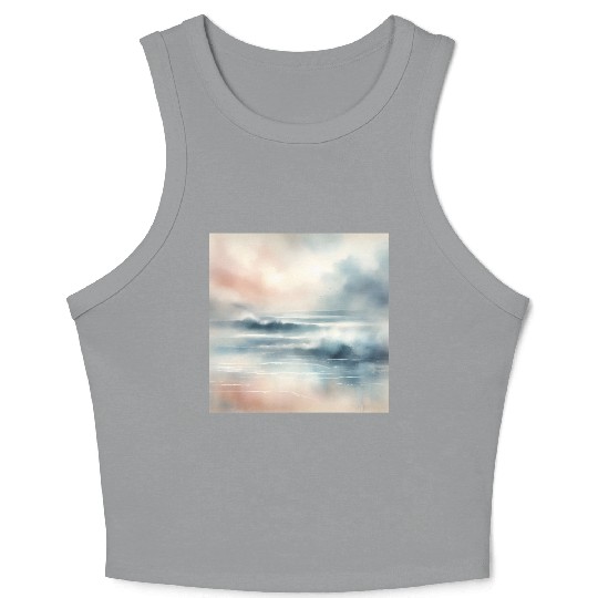 Serene Ocean Dawn Abstract Crop Tank Top