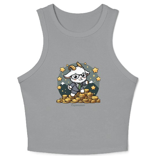 Capricorn Business Goat Illustration Crop Tank Top