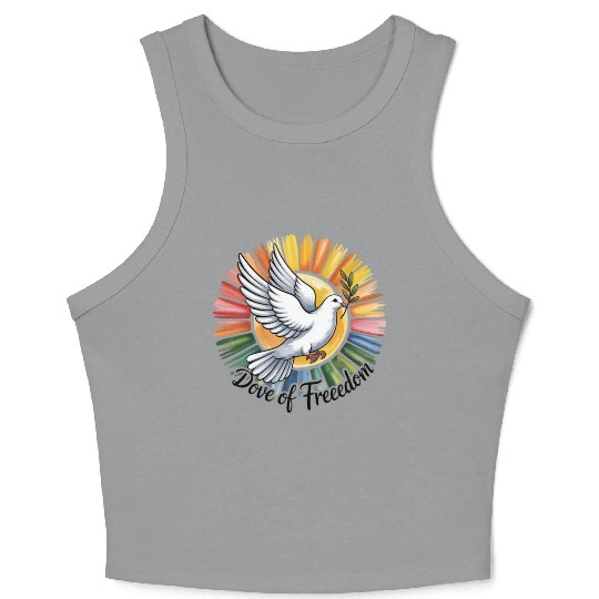 Peaceful Dove with Olive Branch Design Crop Tank Top