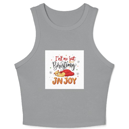 Festive Cat Joy Christmas Design Crop Tank Top