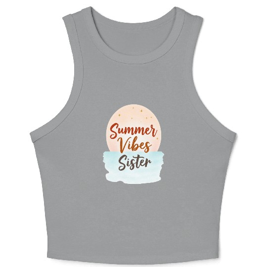 Summer Vibes Sister Graphic Crop Tank Top
