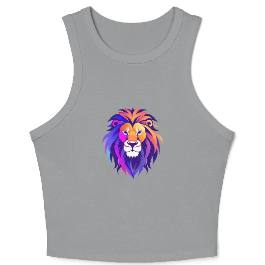 Vibrant Royal Lion Portrait Crop Tank Top