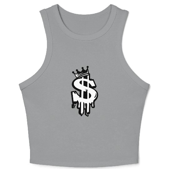 Street Art Dollar Sign Graffiti Design Crop Tank Top