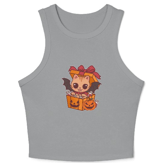 Halloween Cat with Potion Gift Box Crop Tank Top