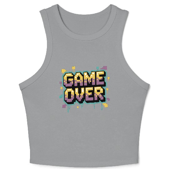 Pixelated Game Over Message Design Crop Tank Top