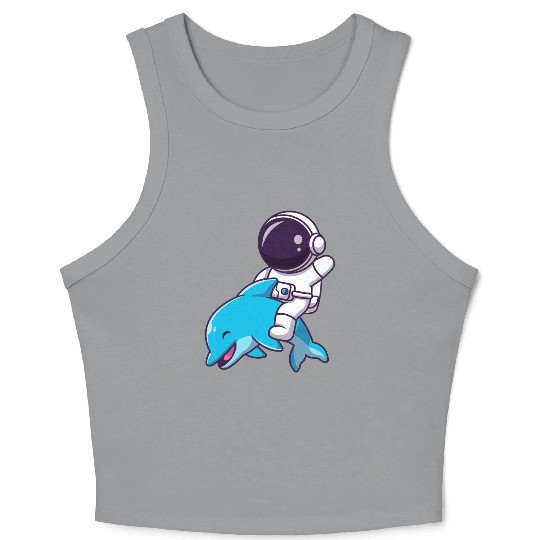 Space Explorer with Dolphin Companion Crop Tank Top