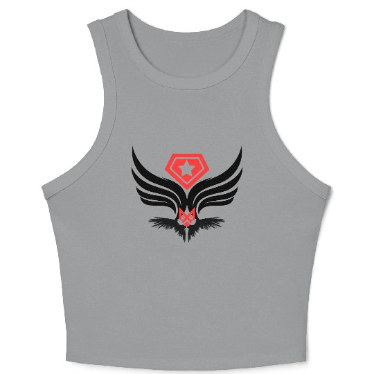 Bold Superhero Shield with Wings Design Crop Tank Top