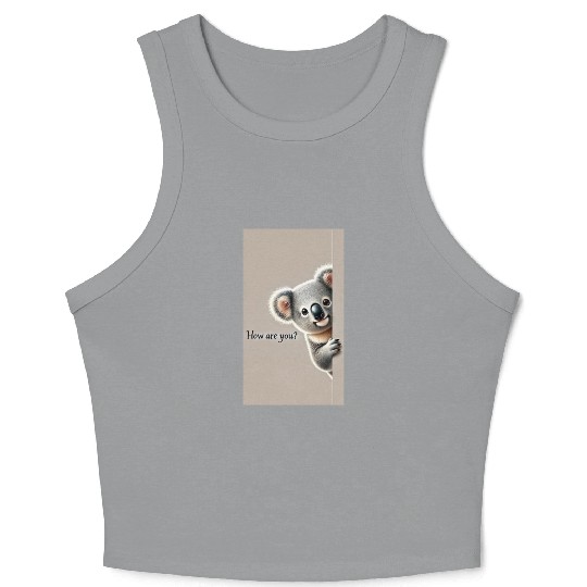 Cute Koala Peeking Card Design Crop Tank Top