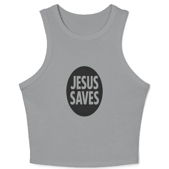 Jesus Saves Inspirational Icon Crop Tank Top