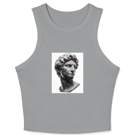 Urban Graffiti Style Bust Print Crop Tank Top