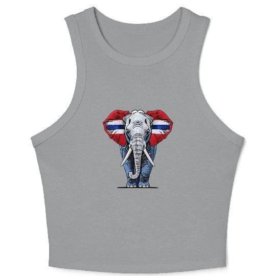 Thailand Elephant Red White Blue National Flag Cul Crop Tank Top