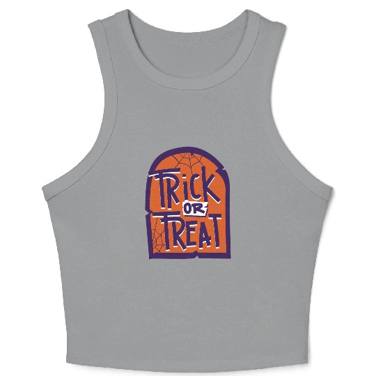 Trick or Treat Halloween Tombstone Crop Tank Top