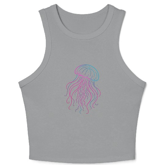 Neon Jellyfish Underwater Glow Crop Tank Top